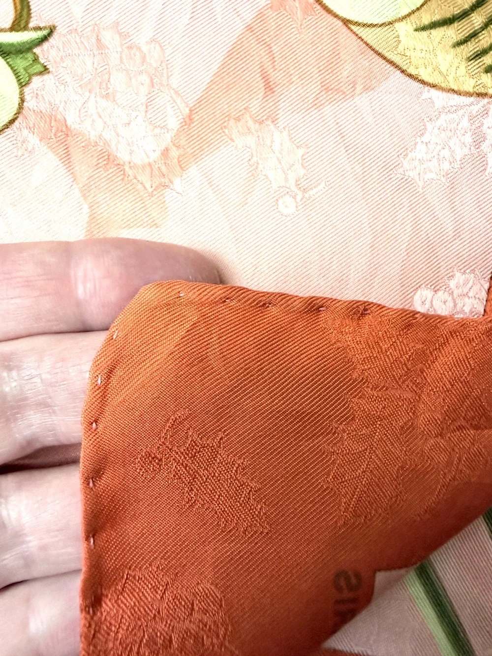 Hermes Pink Orange Green Floral Silk Scarf